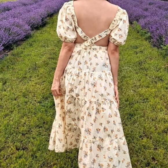 ASOS design floral maxi skater dress with crossback - Picture 6 of 6